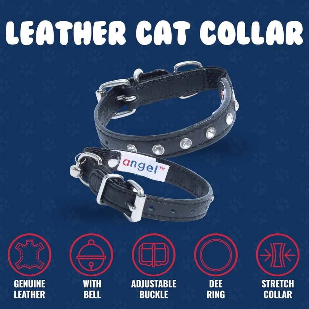 TWO Angel Pet Cat CollarS w/ Rhinestones Bling 12” Adjustable Comfortable NWT